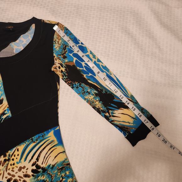 Eva Varro Asymmetrical Tunic Top, Artsy, Abstract Blouse, 3/4 Sleeve, sz Small - Picture 10 of 10